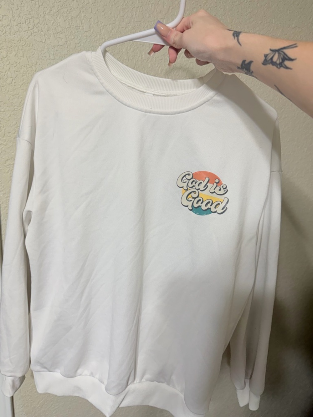 White 'God is Good' Crewneck Sweatshirt